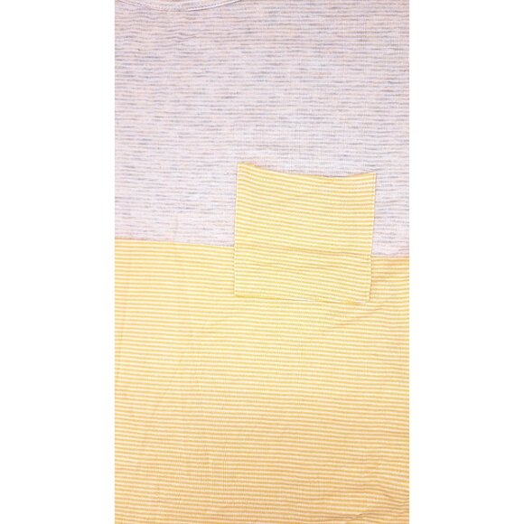 Pink Clover Women Colorblock Striped Short Sleeve Pocket Tee Blouse Large Yellow - Picture 4 of 6
